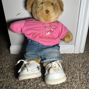 Vintage Princess Teddy Bear in Pink Shirt and Jeans Build a Bear